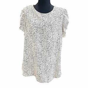 SHEIN Women’s White/Black Animal Print Woven Polyester Pullover Blouse XL